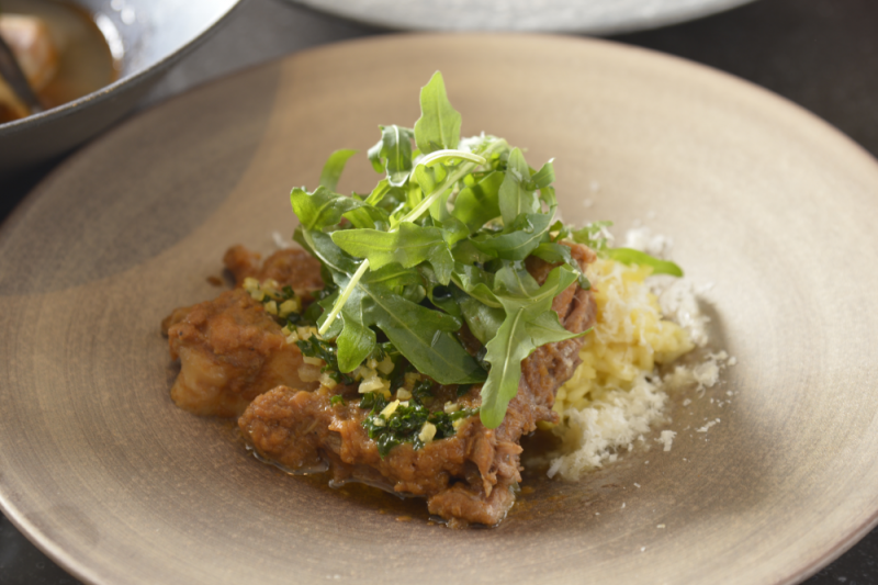 Milanese Saffron Risotto and domestic beef cheek meat simmering in white wine with Arugula(3/12~)